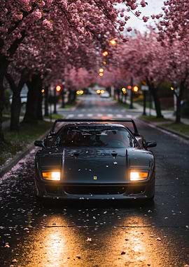 Ferrari F40 under Cherry Blossoms