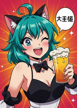 Anime Girl with Beer