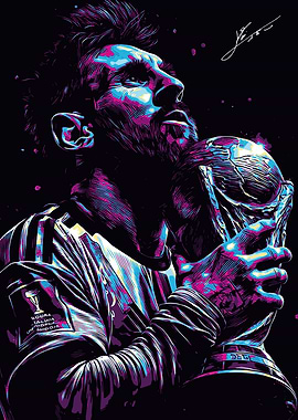 Lionel Messi World Cup Celebration Art