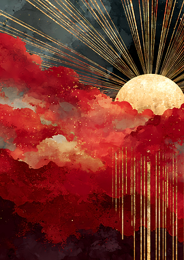 Red Clouds and Golden Sun Art