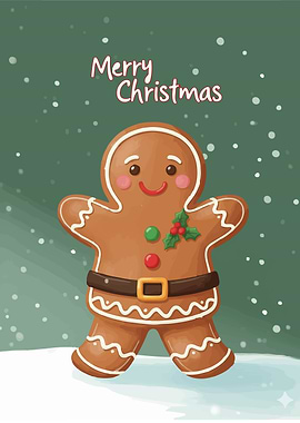 Merry Christmas Gingerbread Man Illustration