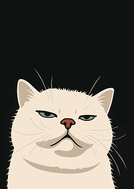Grumpy Cat Illustration on Black Background