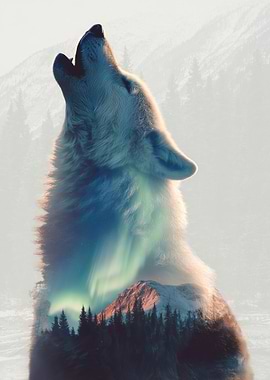 Howling Wolf Double Exposure Landscape