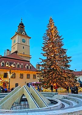 Brasov Christmas Market at Dusk
