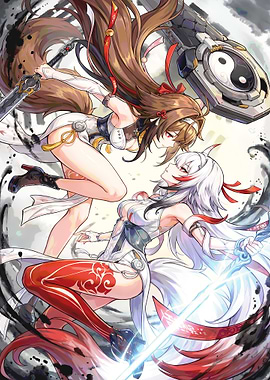 Anime Girls Duel with Swords and Hammer