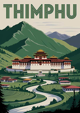 Thimphu, Bhutan Travel Poster