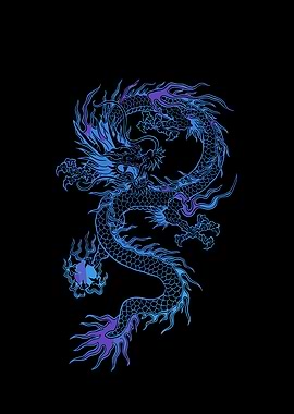 Blue and Purple Dragon Illustration