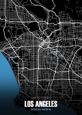 Los Angeles City Map - Black and White