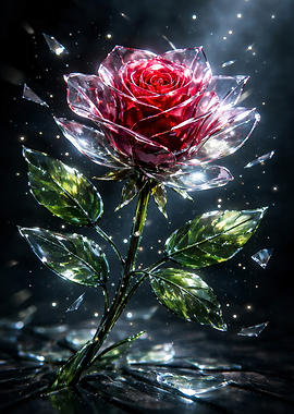 Crystal Rose with Shattered Glass Effect