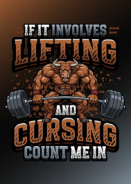 Lifting and Cursing Bull Gym Weightlifting