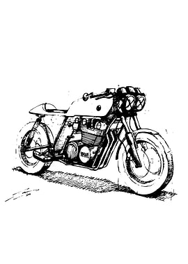 Black and White Motorcycle Illustration