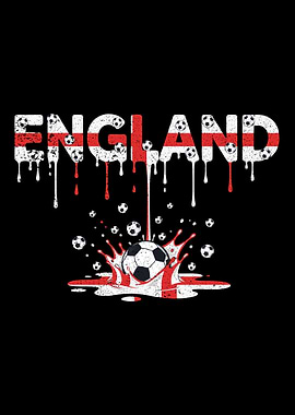 Cure England Flag Soccer Football Dripping Art