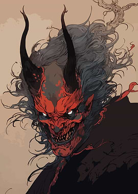 Red Oni Demon Illustration