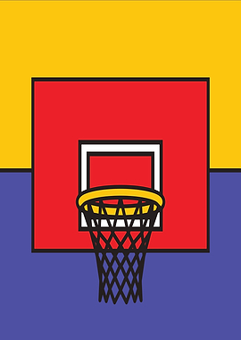 Basketball hoop with geometric background