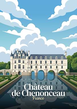 Chateau de Chenonceau, France Illustration