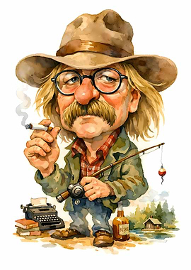 Richard Brautigan Caricature