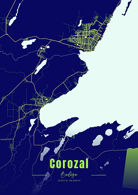 Corozal, Belize Map Art