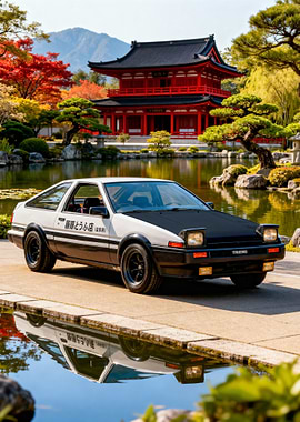 Toyota AE86 in Japanese Garden