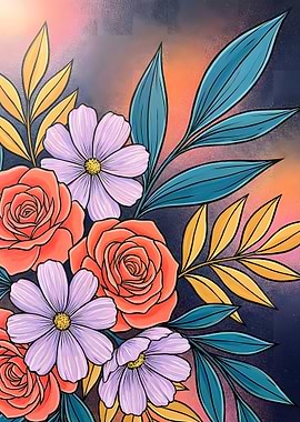 Floral Arrangement with Roses and Daisies