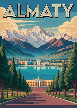 Almaty Travel Poster Art