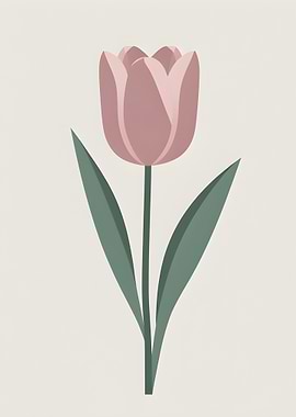 Minimalist Pink Tulip Illustration