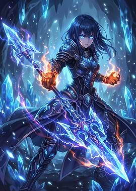 Ice Warrior with Spear in Crystal Cave