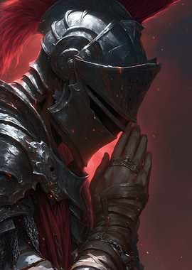 Knight in Armor with Red Plume