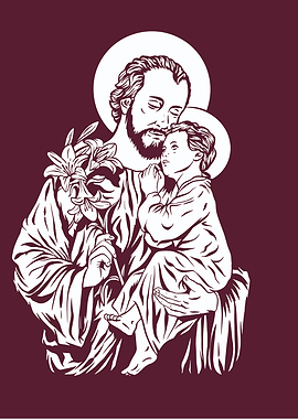 Saint Joseph and Child Jesus Illustration