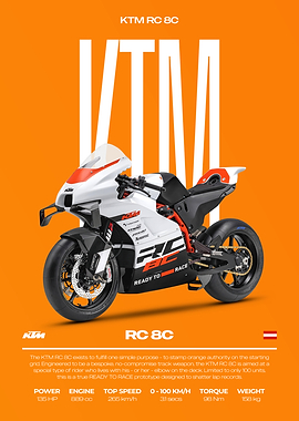 KTM RC 8C Motorcycle Poster