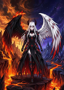 Dark Angel with Contrasting Wings