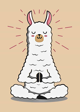 Meditating Llama Cartoon Illustration