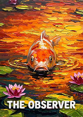 The Observer: Koi Fish in Pond Painting