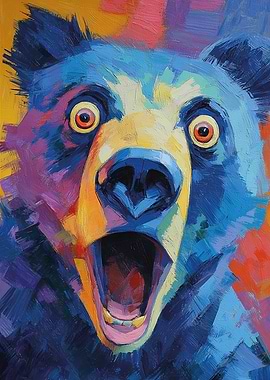 Colorful Bear Portrait Painting