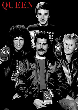Queen Band Portrait in Black and White