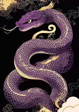 Purple Snake with Golden Accents