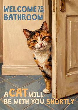 Welcome to the Bathroom Calico Cat