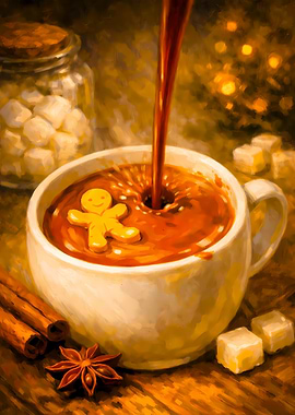 Cozy Hot Chocolate with Gingerbread Man