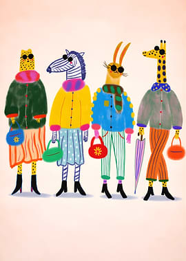 Fashionable Animals Illustration