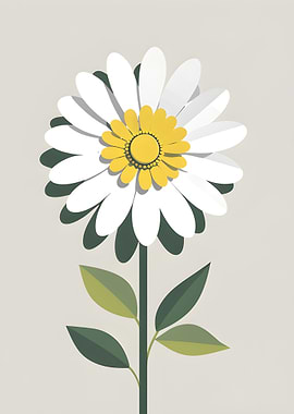 Minimalist Daisy Flower Illustration