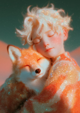 Boy and Fox Cuddle
