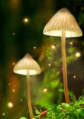 Glowing Mushrooms in Enchanted Forest