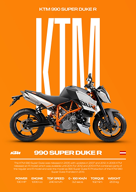 KTM 990 Super Duke R Motorcycle Poster