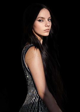 dafne keen in Elegant Dress on Black