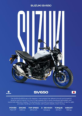 Suzuki SV650 Motorcycle Poster