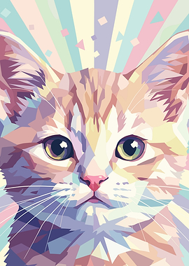 Colorful Geometric Cat Portrait