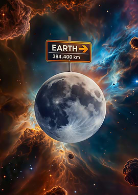 Moon with Earth Direction Sign