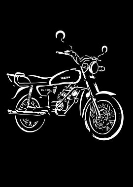 Yamaha RX 100 Motorcycle White Outline