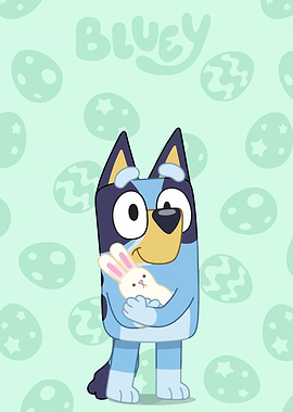 Bluey with Bunny Easter Cartoon