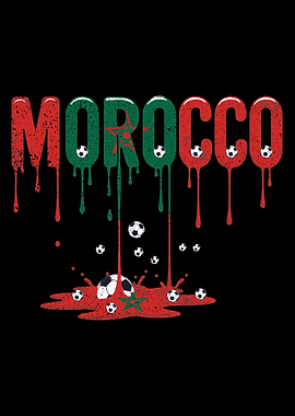 Cute Morocco Flag Soccer Dripping Art