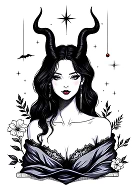 Gothic Horned Woman Portrait